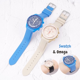 สายนาฬิกาข้อมือ ยางซิลิโคน 20 มม. สําหรับ Omega co-branded MoonSwatch ผู้ชาย ผู้หญิง กีฬา ปลายโค้ง สร้อยข้อมือ Bnad