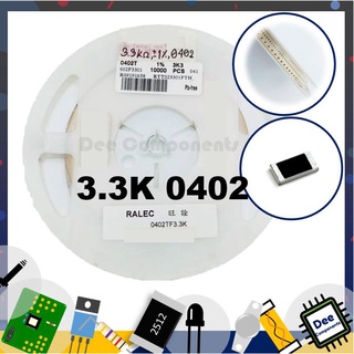 3.3K Ohm 0402 ±1% 62.5 mW ±100ppm/°C RTT023301FTH RALEC  1-A3-23 (ขายยกแพ็ค 1 แพ็ค มี 100 ชิ้น)