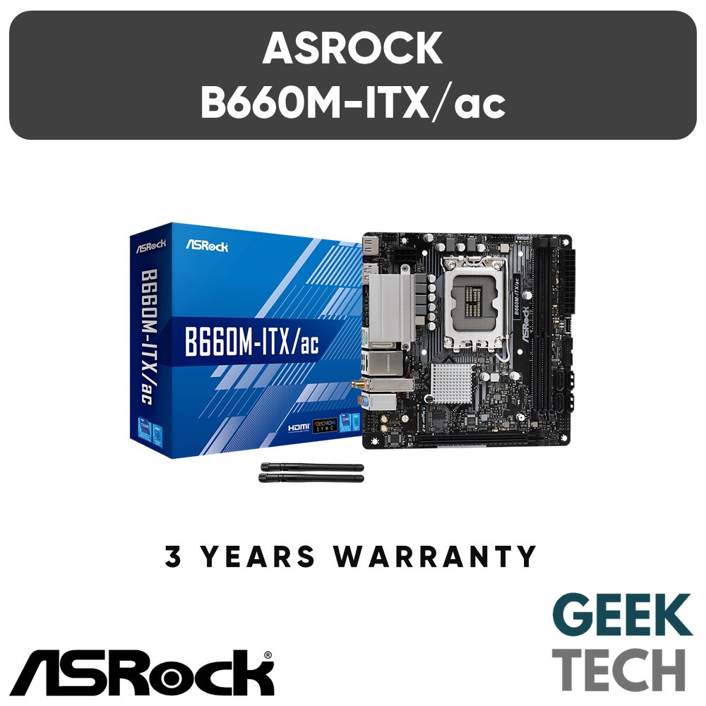 ASROCK B660M-ITX/ac Mini-ITX เมนบอร์ด - รองรับ Intel 12th Gen LGA1700 โปรเซสเซอร์ / DDR4 5000MHz OC 