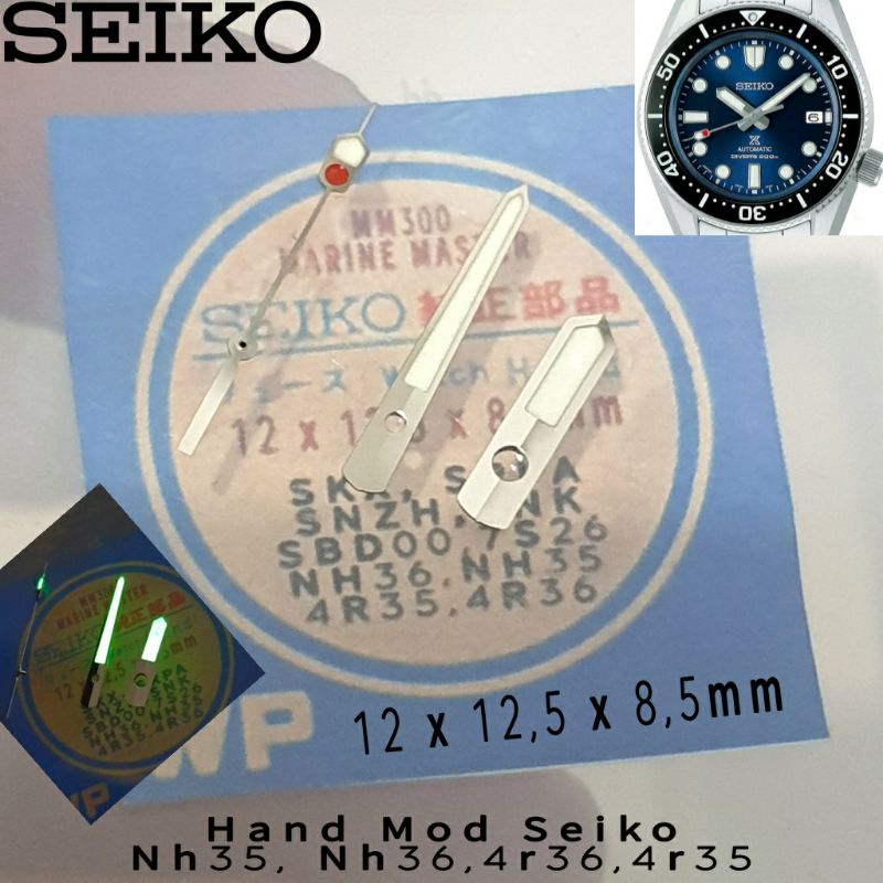 เข็มเงิน Seiko Prospex Diver Baby Marine Master SPB Skx 007 ผ้าพันคอปุ่มกด