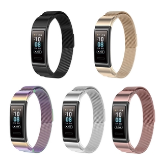 สายนาฬิกาสำหรับ Huawei Band 4 Pro Magnetic Milanese สแตนเลสสตีลสายนาฬิกาสำหรับ Huawei Band 3 Pro / Band 3 (ไม่พอดีกับ Huawei Band 4)