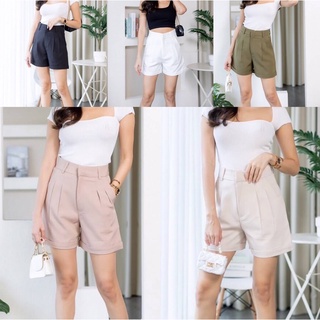 Nanta Boyfriend shortpant กางเกงขาสั้นเอวสูง ตะขอหน้า จีบหน้า