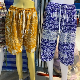 กางเกง กางเกงขาสั้น ลายช้าง ตัวใหญ่ ใส่สบาย เอวยางยืด ถึง 40นิ้ว Free size