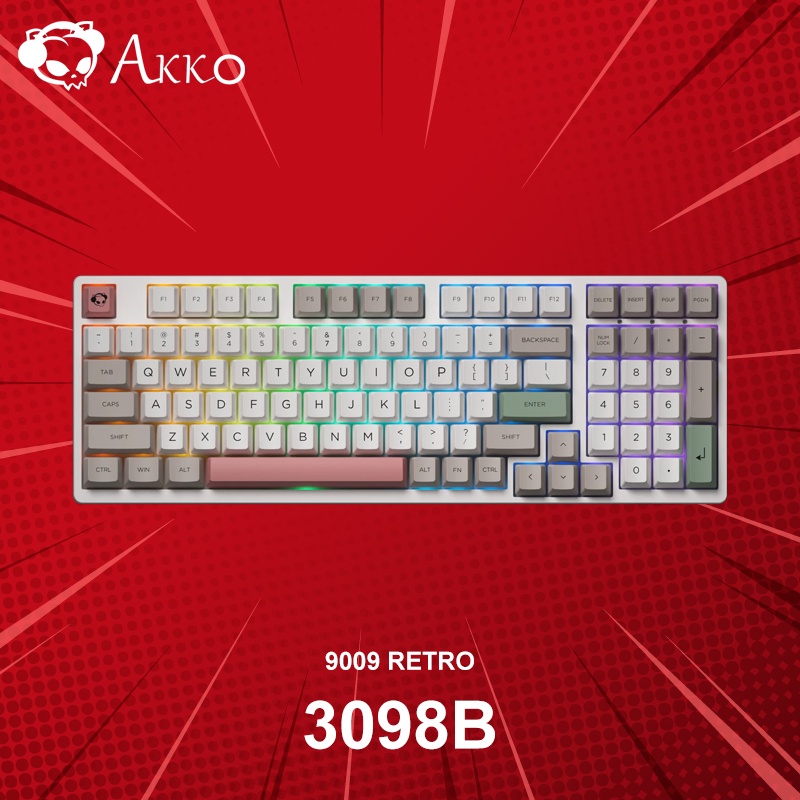 คีย์บอร์ด Akko 3098B 9009 Retro (ภาษาอังกฤษ) ประกันศูนย์ 1 ปี