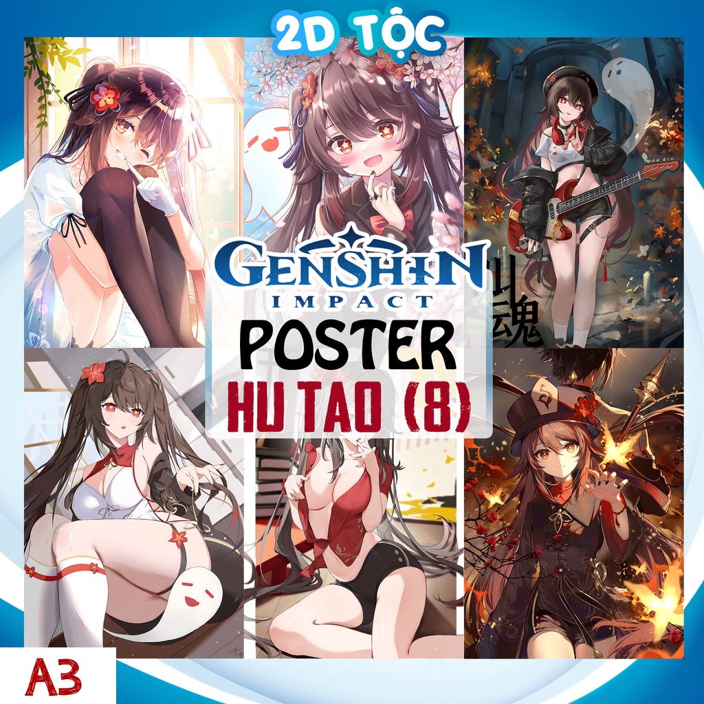 A3 HU TAO HuTao โปสเตอร์สี (8) GENSHIN IMPACT กระดาษคุณภาพสูง MATRIAL - 2D SHOP
