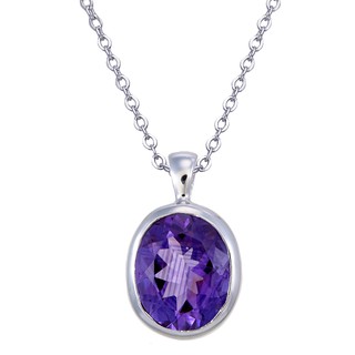 จี้พร้อมสร้อยพลอยอเมทิสต์แท้ เงิน 92.5 % ชุบโรเดียม Pendent	amethyst &amp;  necklace silver 92.5 %  Rhodium plating