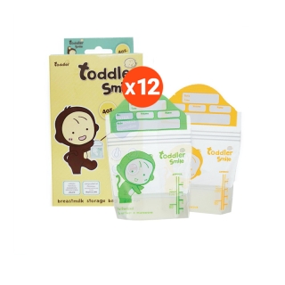 (12กล่องคุ้มมาก) Toddler ถุงเก็บน้ำนม รุ่นSmile ซิป3ชั้น ล็อคแน่นปิดสนิท ขนาด 4 ออนซ์ 264ใบ ใช้ได้ 2 เดือน (Best seller)