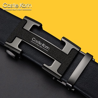 Castle Korin Mens Belt Genuine Leather Automatic Buckle Black Strap for Jeans Original Natural Cowskin Belts Casual 01001