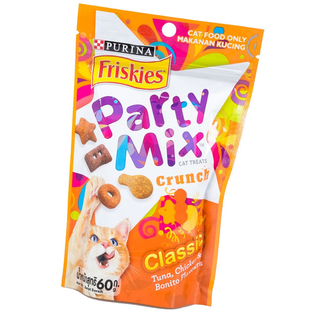 Friskies Party mix ???? ฟริสกี้ ปาตี้มิกซ์ ขนมแมว เม็ดกรุบกรอบ 60g