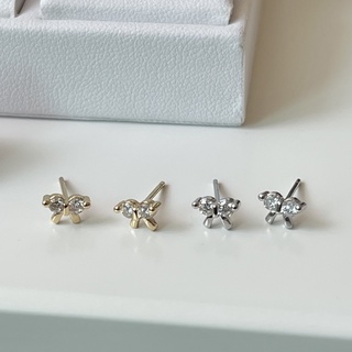 Suwann.na [ราคาต่อคู่] ต่างหู ต่างหูเงินแท้ โบว์