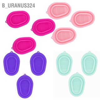 B_uranus324 3pcs Silicone Makeup Cleaning Brush Scrubber Mat Portable Foldable Bowl