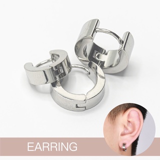 จิวหู จิวห่วงล็อคหน้าเหลี่ยม ก้านสแตนเลส &lt;-Earring Huggie Hoop Stainless Steel—&gt;