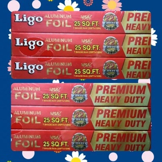 Ligo ลิโก้ อะลูมิเนียมฟอยล์ ฟอยล์ 12 นิ้ว 25 ตารางฟุต / 30.5 ซม.*7.6 เมตร แพค 3 กล่อง