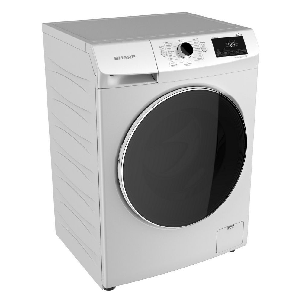 เครื่องซักผ้า เครื่องซักผ้าฝาหน้า SHARP ES-FW810W 8 กก. 1000 RPM เครื่องซักผ้า อบผ้า เครื่องใช้ไฟฟ้า FL WM SHA ES-FW810W