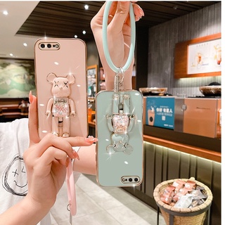 สําหรับเคส iPhone 7 8 6S 6 plus SE 2020 หมุนได้ ชุบไฟฟ้า ลูกอม หมี ขาตั้ง เคสโทรศัพท์