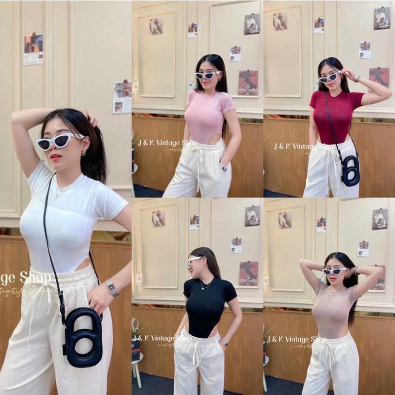 🔥Java wa shop🔥(A09)บอดี้สูทคอเต่าแขนสั้นเว้าสูง (เป้าเปิดได้ มีป๊อกแป๊ก) พร้อมส่ง บอดี้สูทคอเต่าแขนสั้น เว้าเอวสูงงงงงง