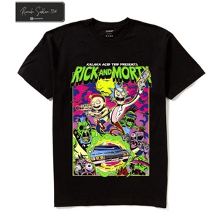 เสื้อยืด พิมพ์ลายการ์ตูน Rick and MORTY สไตล์วินเทจ สําหรับผู้ชาย และผู้หญิง เสื้อยืด ขนาดใหญ่ สีดํา