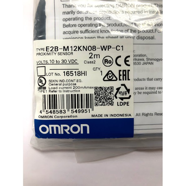 OMRON PROXIMITY SENSOR E2B-M12KN08-WP-C1 2M OMS