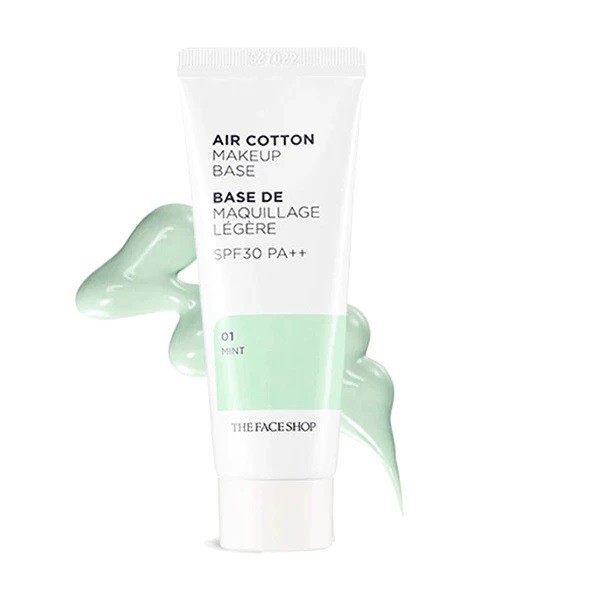 THE FACE SHOP AIR COTTON MAKE UP BASE SPF30 PA++ 01 MINT เมคอัพเบส เบสเขียว ปรับสีผิว กระจ่างใส เรียบเนียน