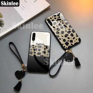 Phone Case For Samsung A50S A30S A50 A70 Cover Tempered Glass Sexy Leopard Print Casing + Lanyard