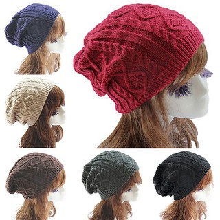 หมวกแฟชั่นเลดี้สตรีถักโครเชต์หมวกฤดูหนาวที่ถักเป้หมี Beret Beanie Cap