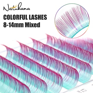 Natuhana Cd ขนตาปลอม สีรุ้ง สีฟ้า สีเหลือง สีม่วง นุ่ม เป็นธรรมชาติ