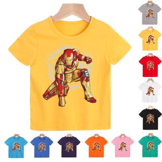 Iron Man เสื้อยืดแขนสั้นสำหรับบุรุษ 8 สี  เสื้อยืดเด็ก