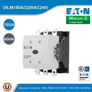 EATON DILM185A/22(RAC240)Contactor,380V 400V 90 kW,2 N/0,2 N/C,RAC 240:190 - 240V 50/60 Hz,AC Operation,Screw Connection