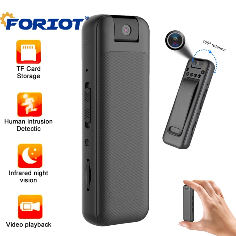 Foriot 1080P HD กล ้ องวิดีโอ DVR Night Cam Mini Police Body กล ้ อง 180° เลนหมุน