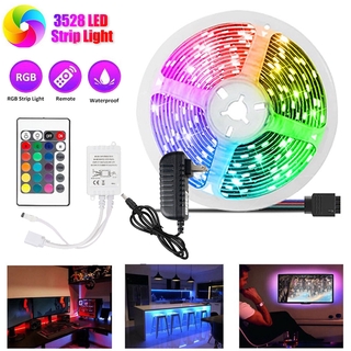 ***ส่งฟรี***ไฟเส้น LED SMD 3528 RGB กันน้ำ พร้อมรีโมทย์ และ Adapter DC 12V แถบไฟริบบิ้น ไฟตกแต่งบ้าน ไฟประดับ