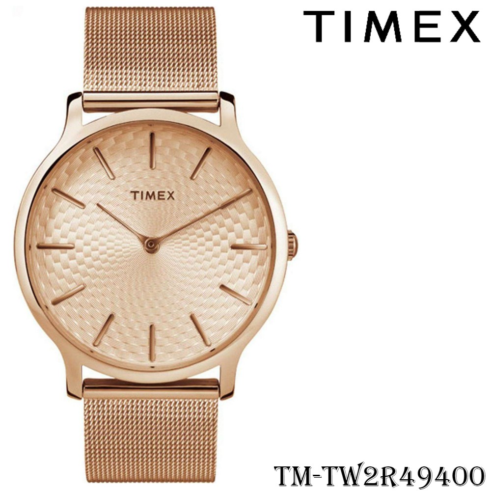 Timex TM-TW2R49400 นาฬิกาข้อมือผู้หญิง สายสแตนเลส สีโรสโกลด์