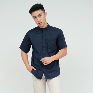 Houseofcuff เสื้อเชิ้ตแขนสั้น สีกรมท่า สําหรับผู้ชาย