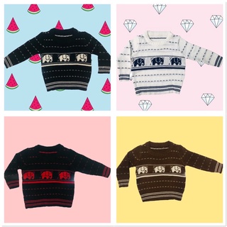 👶🏻🐘เสื้อกันหนาวเด็กลายช้าง ไหมพรม ลายช้าง แขนยาว น่ารัก Kid’s Sweater Knitting