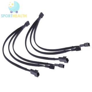 Sporthealth สายเคเบิลต่อขยายพัดลม 4 pin PWM 1 เป็น 3 ทาง สีดํา