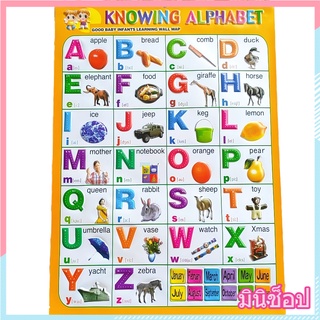 L โปสเตอร์ฝึกทักษะ ABC โปสเตอร์สำหรับเรียนรู้ตัวอักษรภาษาอังกฤษ เหมาะกับเด็กๆทุกวัย (BA090 )