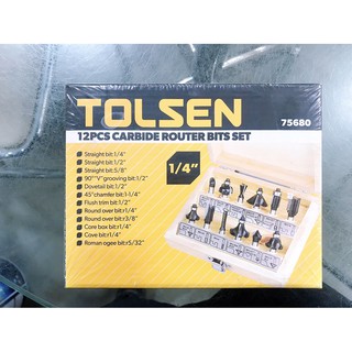 ชุดดอกเร้าเตอร์แกนเล็ก TOLSEN 75680 (12PC/ST)