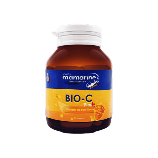 Mamarine สูตร Bio-C Plus Elderberry and Beta-Glucan ช่วยเสริมสร้างภูมิต้านทานป้องกันหวัดและโรคภูมิแพ้ บรรจุ 30 เม็ด