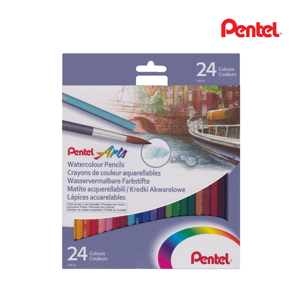 ดินสอสี Pentel Pentel Arts Watercolor Pencil 24 สี ยาว (CB9-24U)