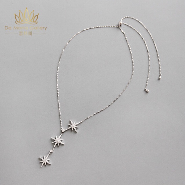 S925 Diamond Star สร้อยคอ mentor S925 สร้อยคอดาวตกดาวแปดเหลี่ยมเพชร