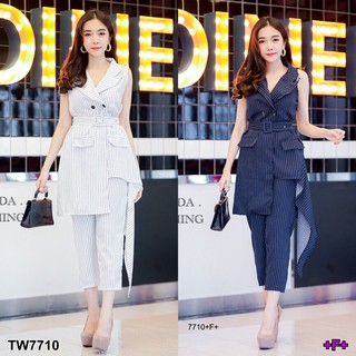 TwinsShopVip💗พร้อมส่ง TW7710 Set 2ชิ้นเสื้อ+กางเกงเข้าเซต