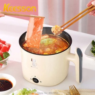 KEESSON หม้อสุกี้เล็กๆ 1.8L หม้อไฟฟ้ามินิ3in1 600W หม้อไฟฟ้าอเนก  หม้อต้ม ซับสแตนเลส หม้อหุงข้าวจิว กะทะไฟฟ้า กระทะไฟฟ้า