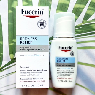 50% Sale!!! EXP: 04/2023 Eucerin® Redness Relief Day Lotion Broad Spectrum SPF 15 Sunsecreen 50 ml โลชั่นบำรุงผิวหน้า