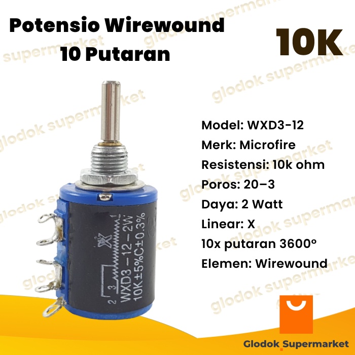 Wirewound Potentiometer 10 หมุน WXD312 2W 10K Microfire Multiturn Precision WXD3-12 2 วัตต์