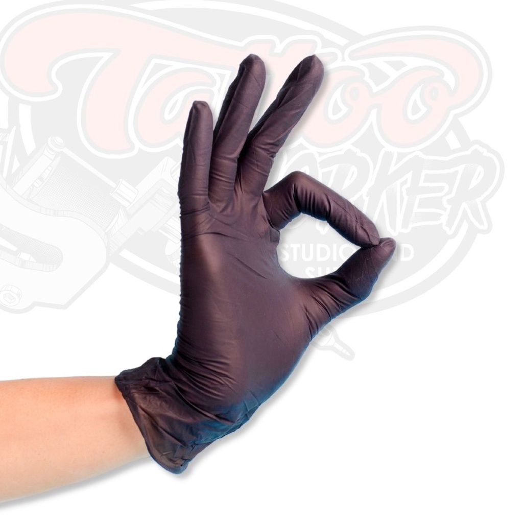 ถุงมือไนไตรสีดำ ไม่มีแป้ง 10ชิ้น / 20ชิ้น Nitrile Gloves ถุงมือสัก (พร้อมส่ง)