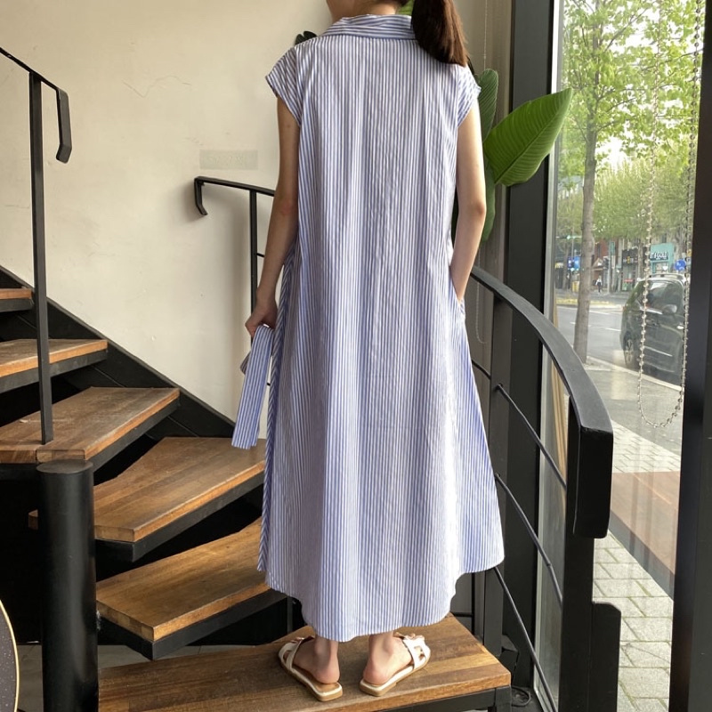 [2942] เดรสแขนกุดลายทาง - รูปที่ 6