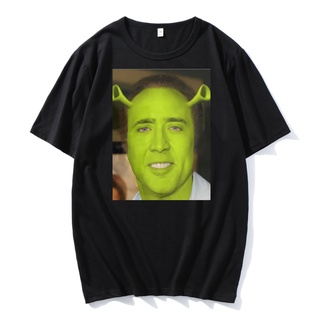 T-shirt  เสื้อยืดแขนสั้น คอกลม ผ้าฝ้าย พิมพ์ลาย Nicolas Cage Shrek แฟชั่นฤดูร้อน สไตล์ฮาราจูกุ สําหรับผู้ชายS-5XL