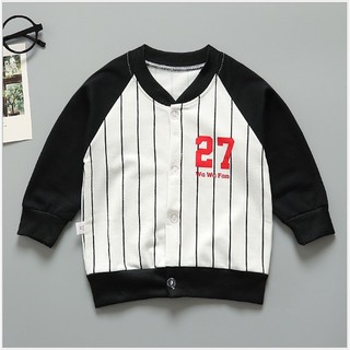 เสื้อกันหนาวแขนยาวลายเบสบอล 27 มีซิปผ่าหน้า (สินค้าพร้อมส่งในไทย)