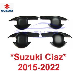 เบ้ารองมือเปิด SUZUKI CIAZ  2015 - 2022 ถาดรองมือเปิดประตู ซูซูกิ เซียส เบ้ากันรอยประตู RICH เบ้ารองมือ สีดำด้าน ถ้วยมือ