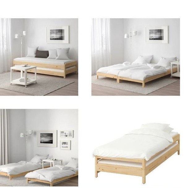 IKEA  UTAKER อูทัวเคร์ เตียงแบบซ้อนได้, เตียง2ชั้น ไม้สน 2ชิ้น (ไม่รวมฟูก)