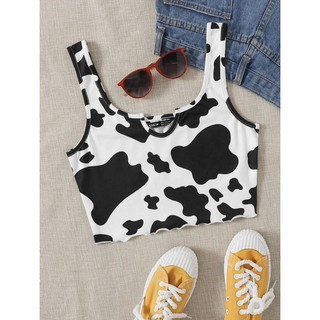 เสื้อกล้ามลายวัวแหวกกลาง🐮พร้อมส่ง🐮